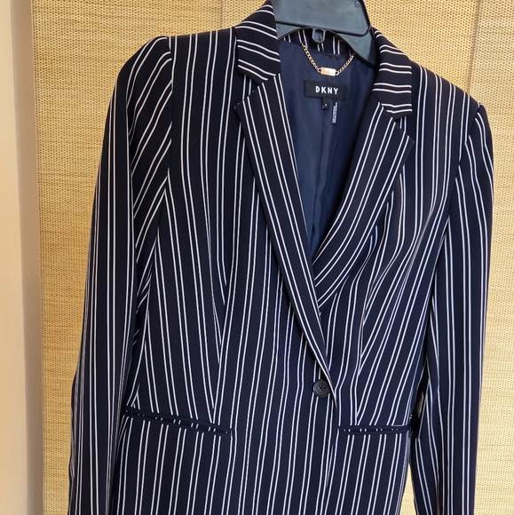 DKNY Woman's Navy Striped Blazer - Picture 1 of 9